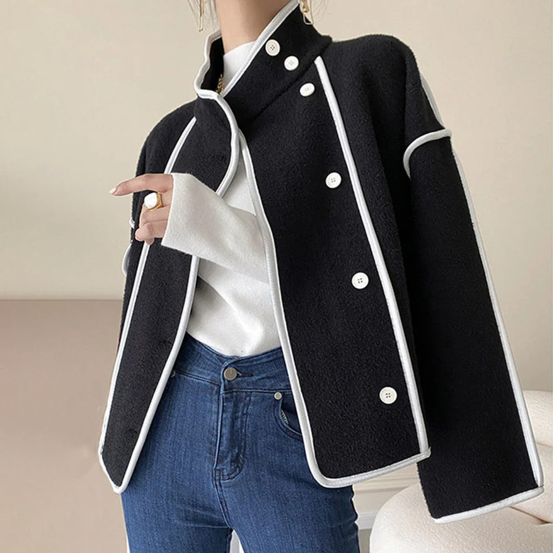 Women's Monaco Piped Wool Jacket – Insulated Contrast Trim – view 5