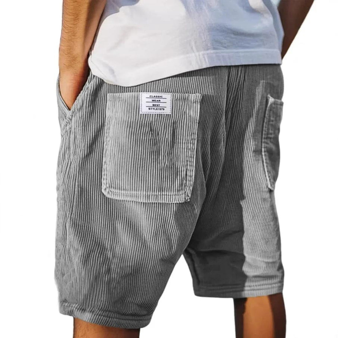 Men's Corduroy Summer Shorts – Soft Cotton – Elasticated Waist – Grey