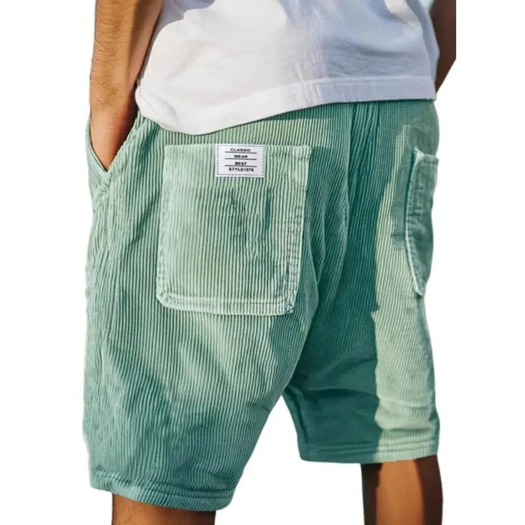 Men's Corduroy Summer Shorts – Soft Cotton – Elasticated Waist – Mint Green