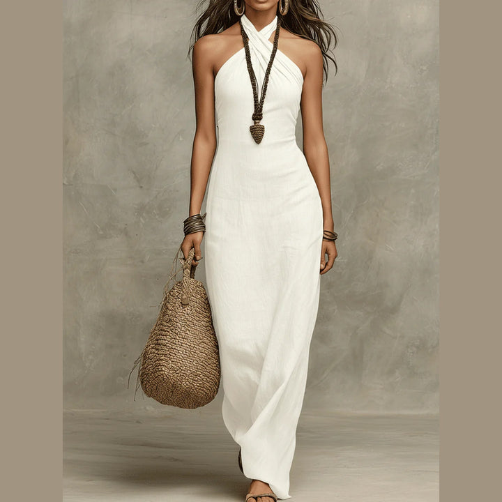 Women's Linen Halter Neck Maxi Dress – Effortless Summer Elegance – view 3