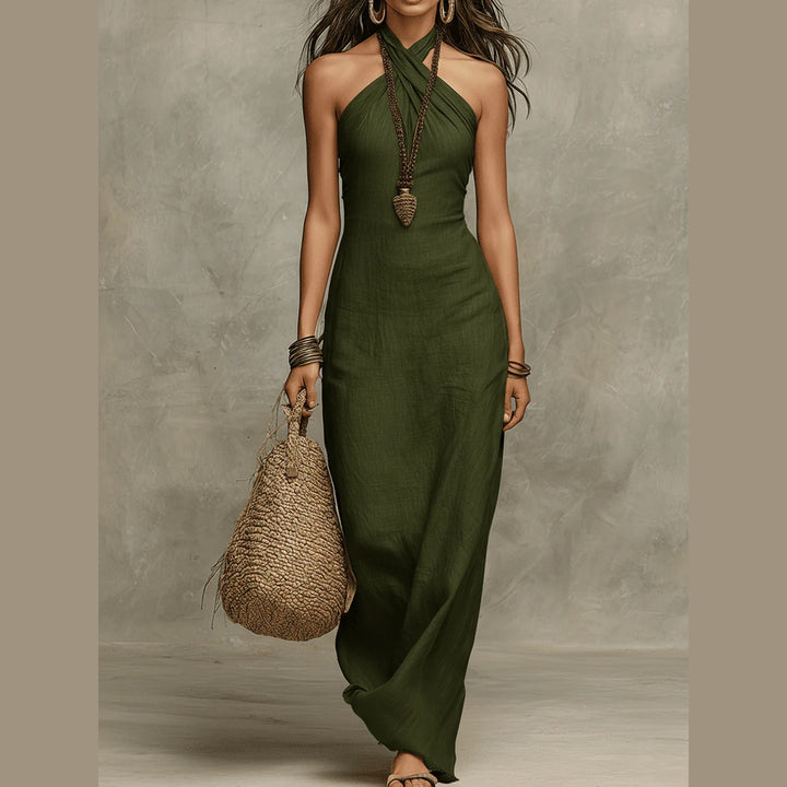 Women's Linen Halter Neck Maxi Dress – Effortless Summer Elegance – view 5