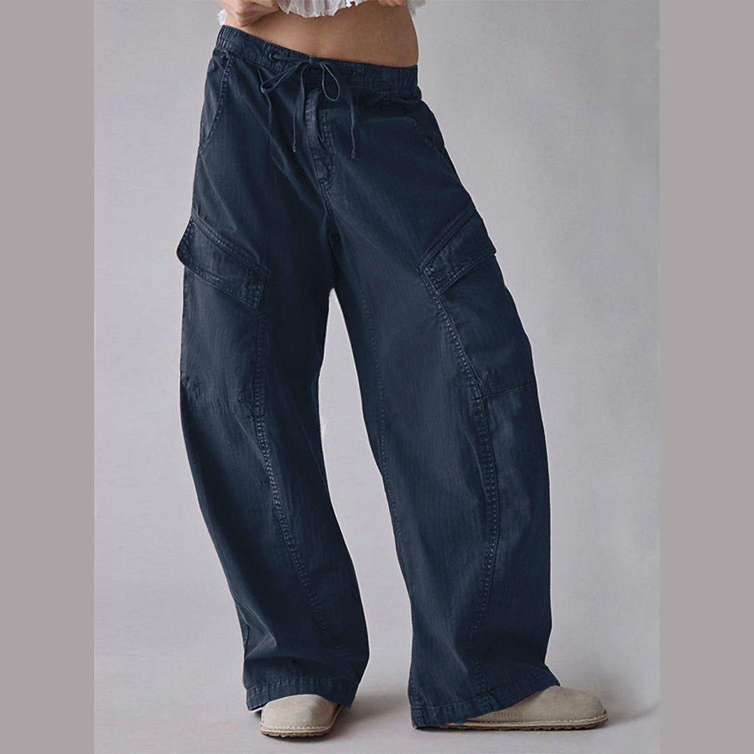 Women's Baggy Cotton Utility Barrel Trousers – Relaxed Fit – view 3