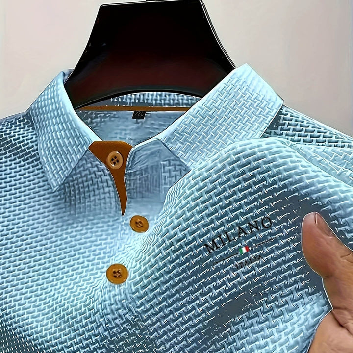 Men's Textured Knit Polo Shirt – Smart Casual Staple