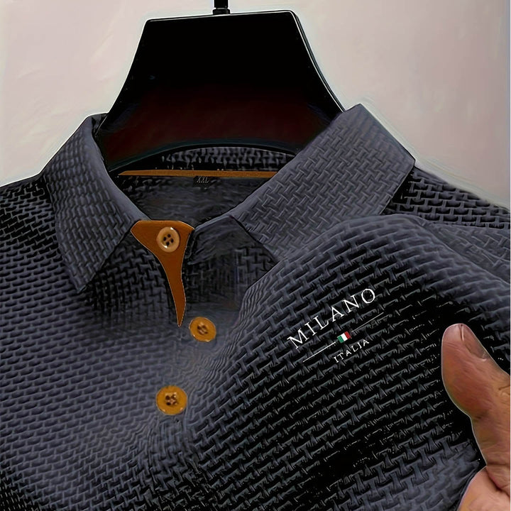 Men's Textured Knit Polo Shirt – Smart Casual Staple