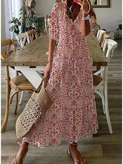 Women's Geometric Boho Dress - Effortless Elegance