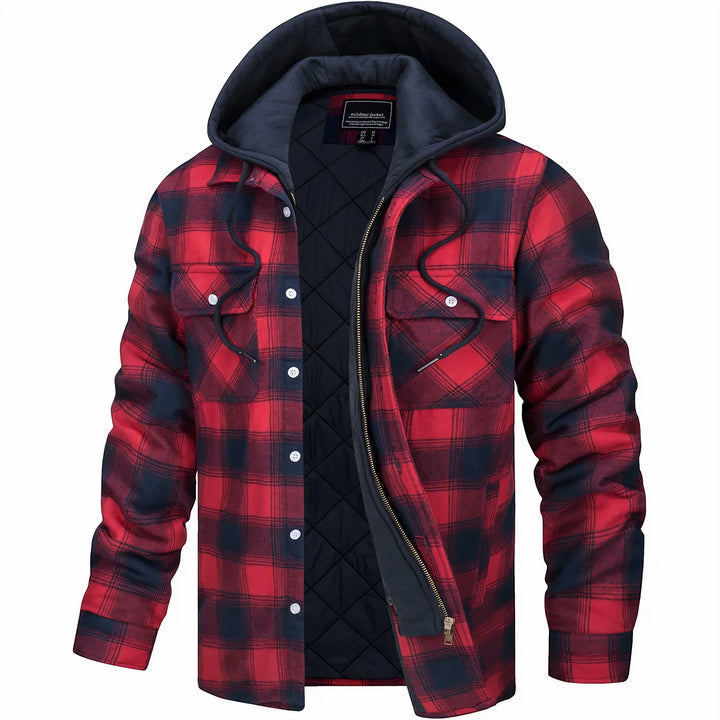Men's Plaid Print Jacket - Modern Fit for Everyday Warmth