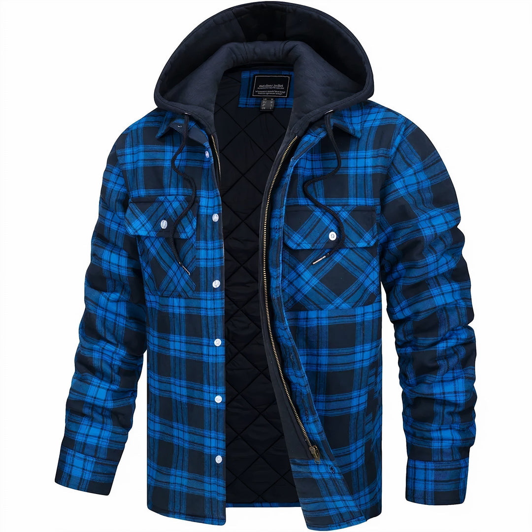 Men's Plaid Print Jacket - Modern Fit for Everyday Warmth