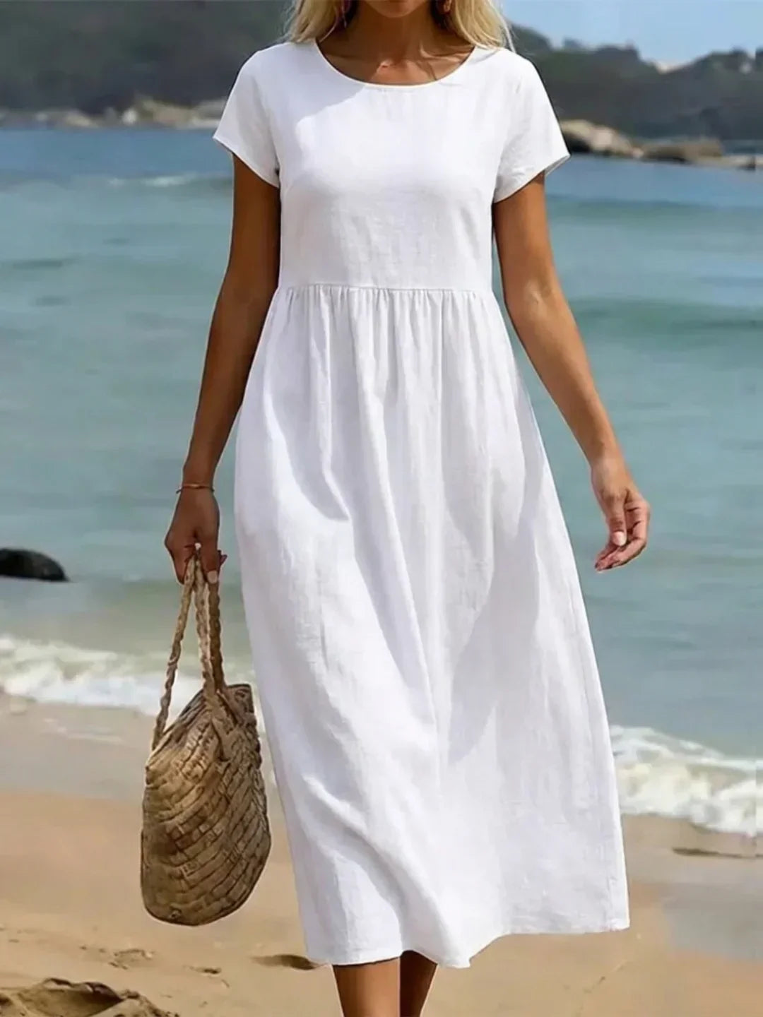 Women's Fluid Midi Dress - Effortless Summer Silhouette