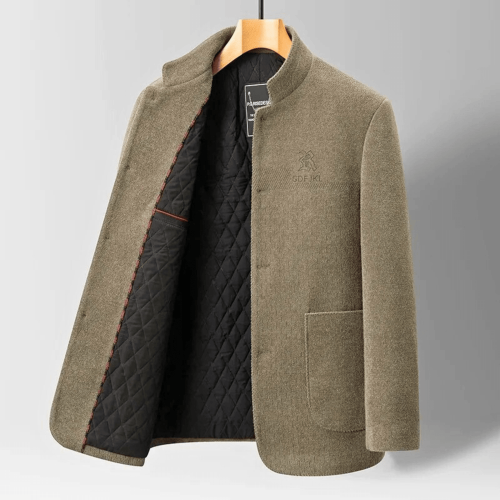 Men's Wool Blend Jacket – Quilted Stand Collar City Layer