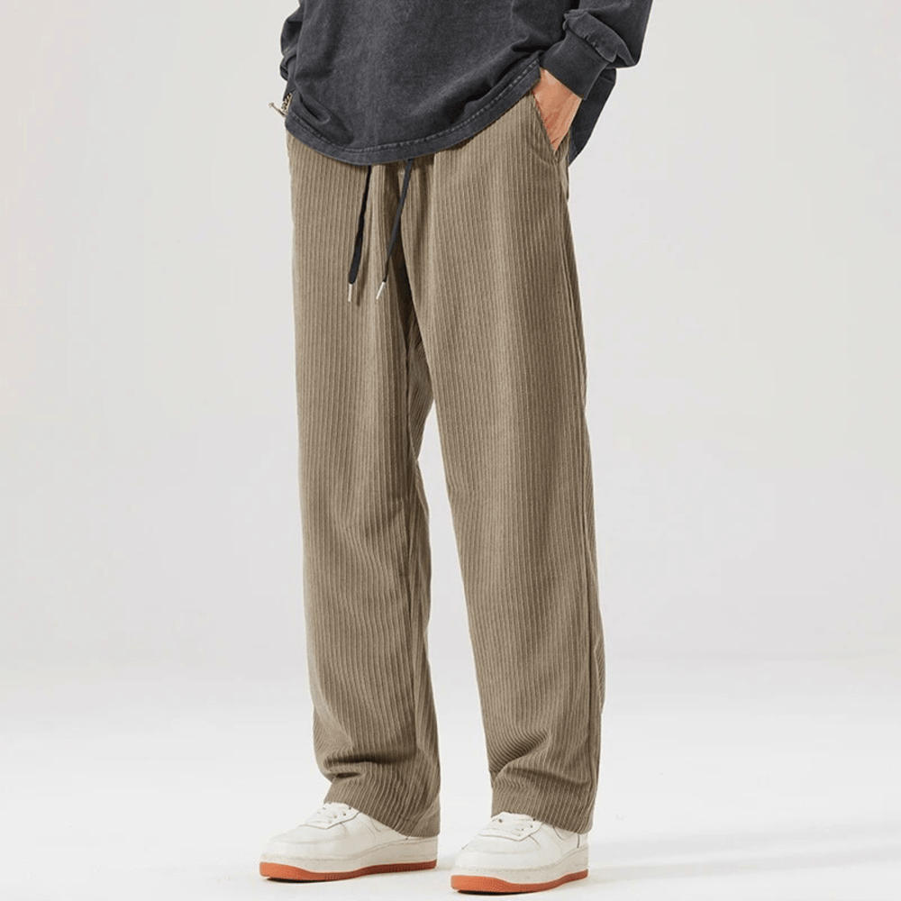 Men's Corduroy Wide-Leg Trousers – Relaxed Drawstring Fit