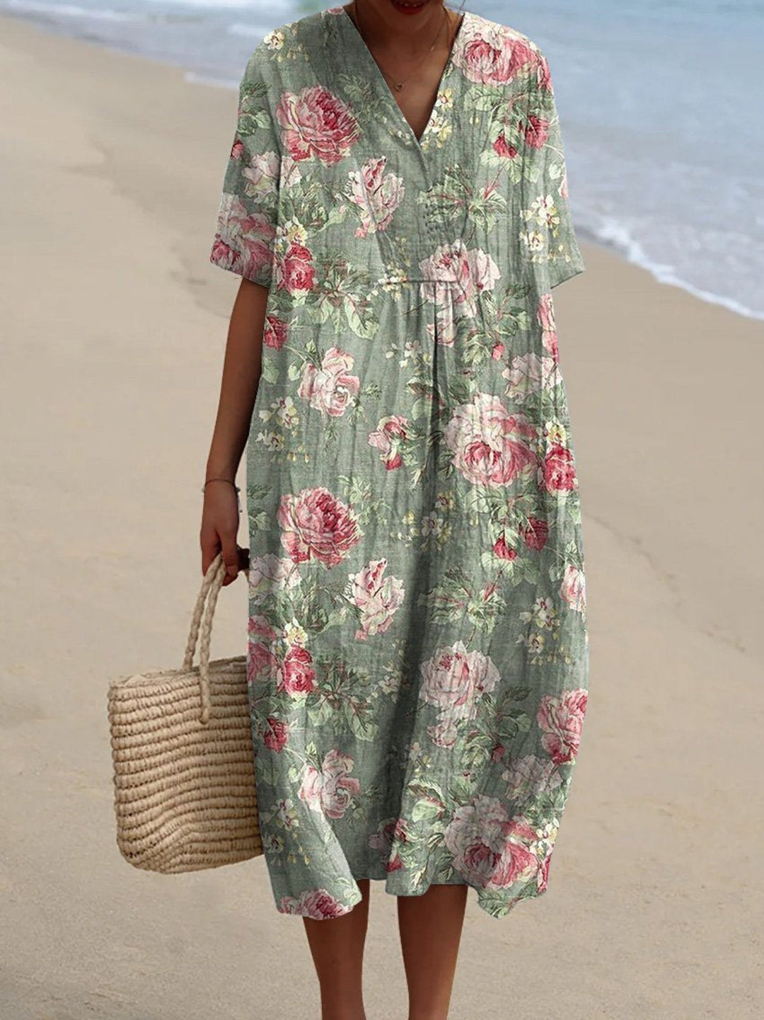 Women's Vintage Floral Dress - Romantic & Comfortable for Sunny Days