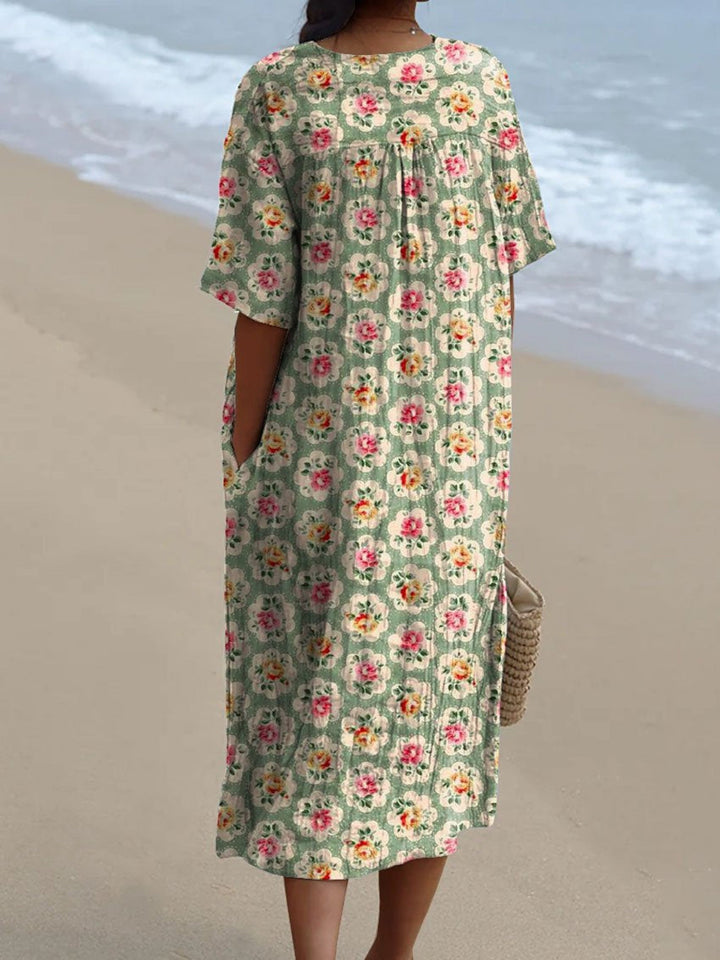Women's V-Neck Floral Dress - Fresh and Playful for Summer