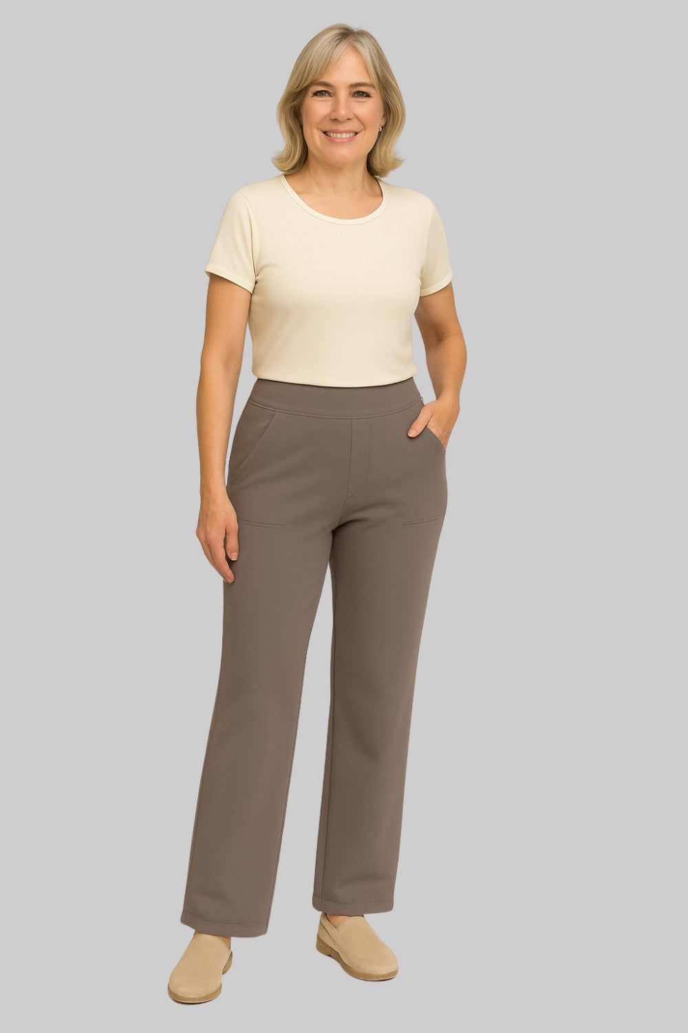 Women's Wide Leg Comfort Trousers - Flattering High Waist