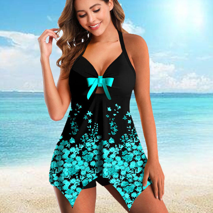 Women's Colorful Print Tankini - Effortless Beach Style