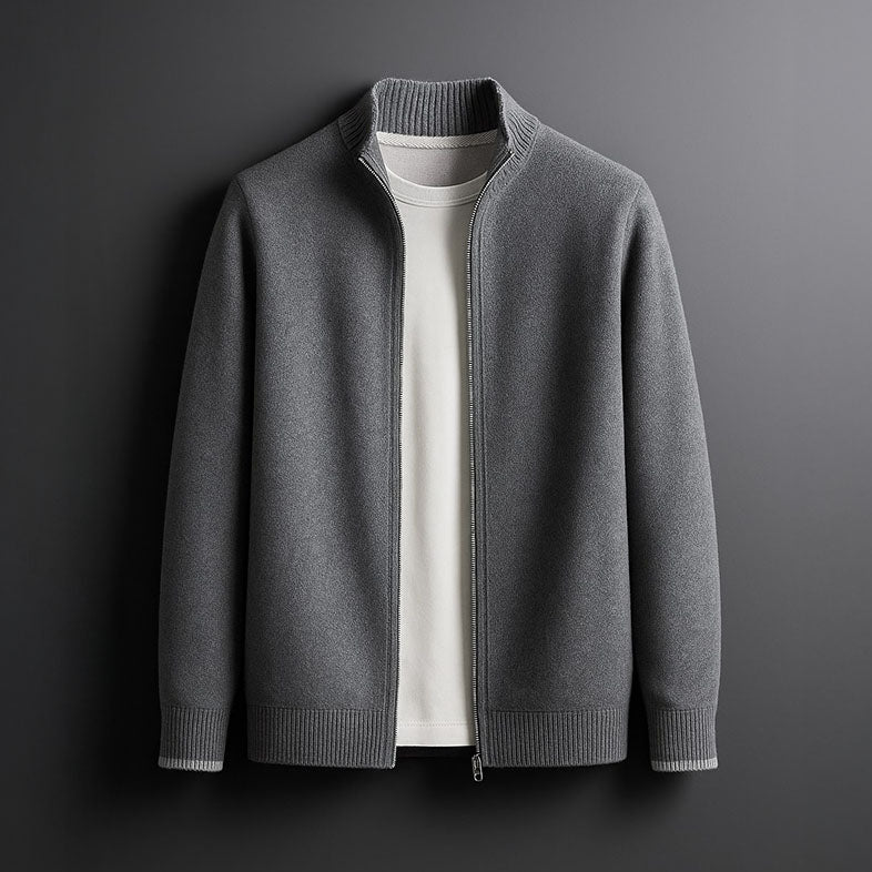 Men's Merino Wool Full-Zip Cardigan - Smart Layering Knit