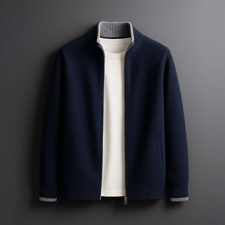 Men's Merino Wool Full-Zip Cardigan - Smart Layering Knit