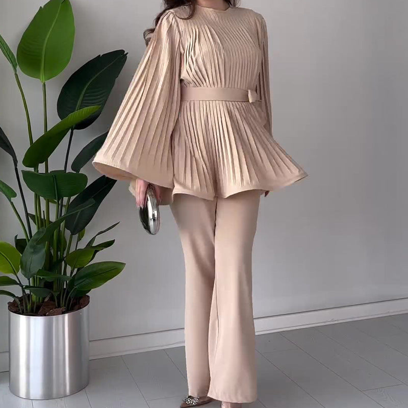 Women's Pleated Two-Piece Set - Effortless Elegance